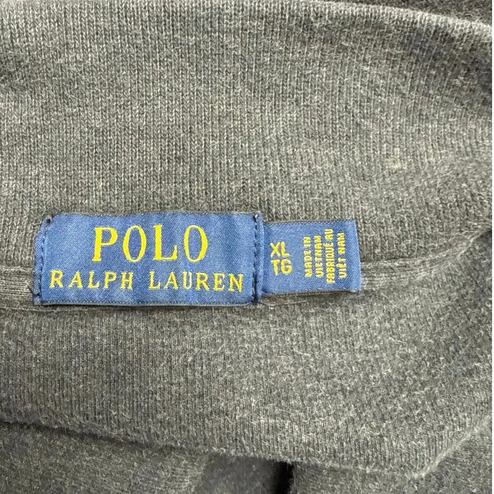 Polo Ralph Lauren Men’s Gray Logo Quarter Zip Size XL Cotton Preppy *Flaw